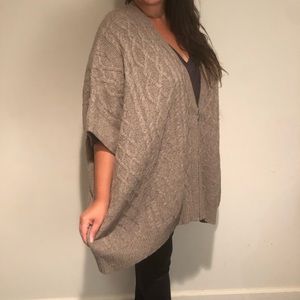 Nanette Lepore Wool Cable Knit Poncho Sweater